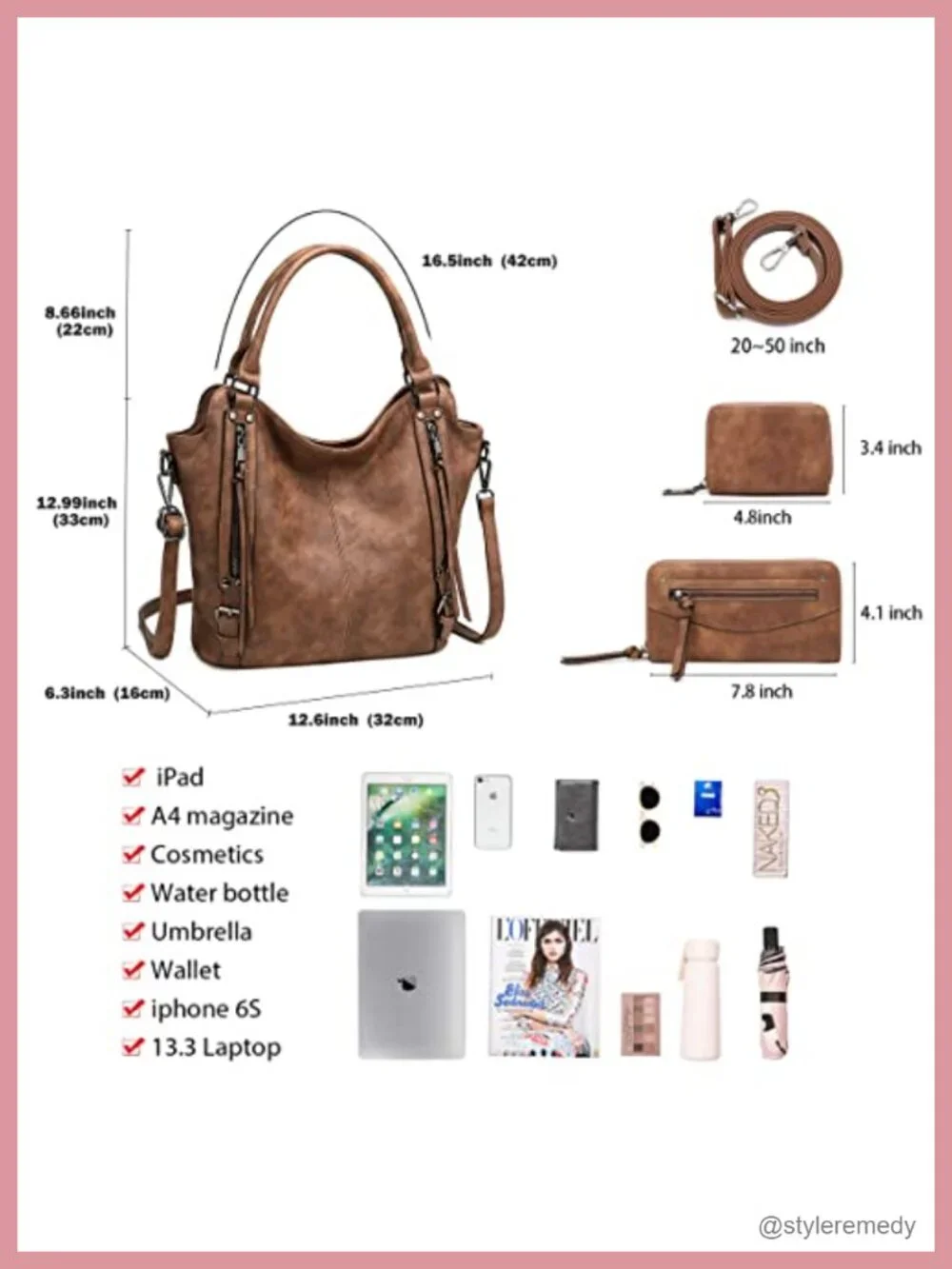 Hobo Bag for Women Faux Leather Crossbody Shoulder Purse Handbag